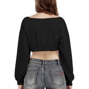 SHEIN Women’s Cropped Twist Back Top M – Black Chic